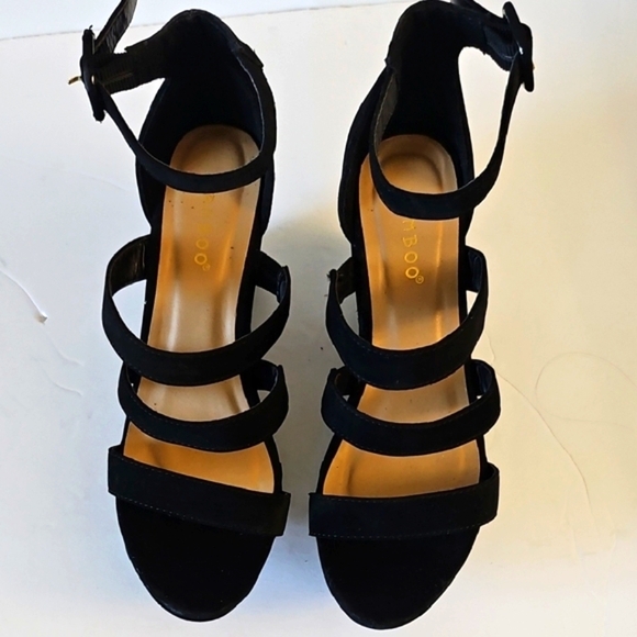 BAMBOO Black Platform Strappy Heels - Picture 3 of 9